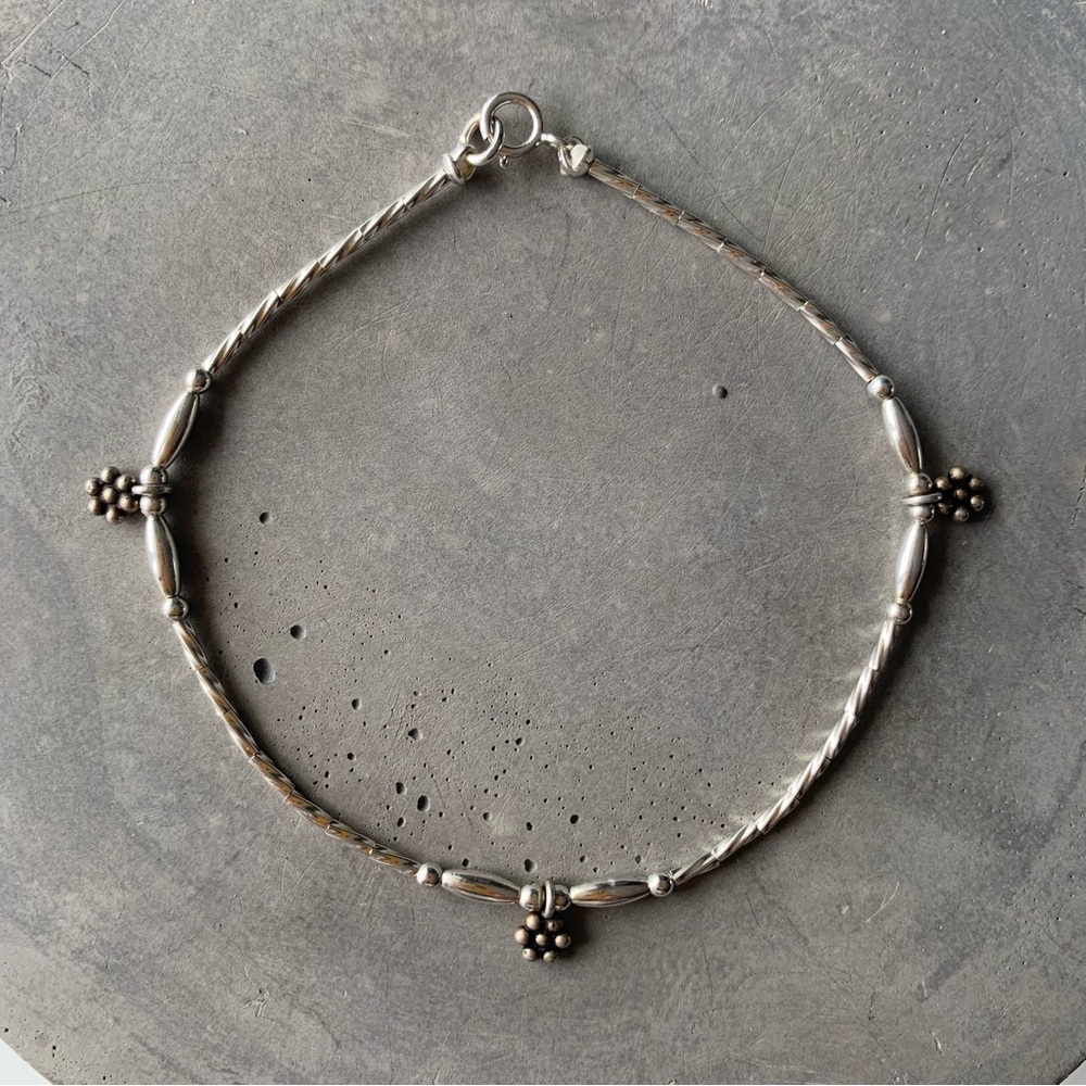 Unique 925 Sterling Silver Beaded Bracelet by LIZZdezigns With Flower Charms